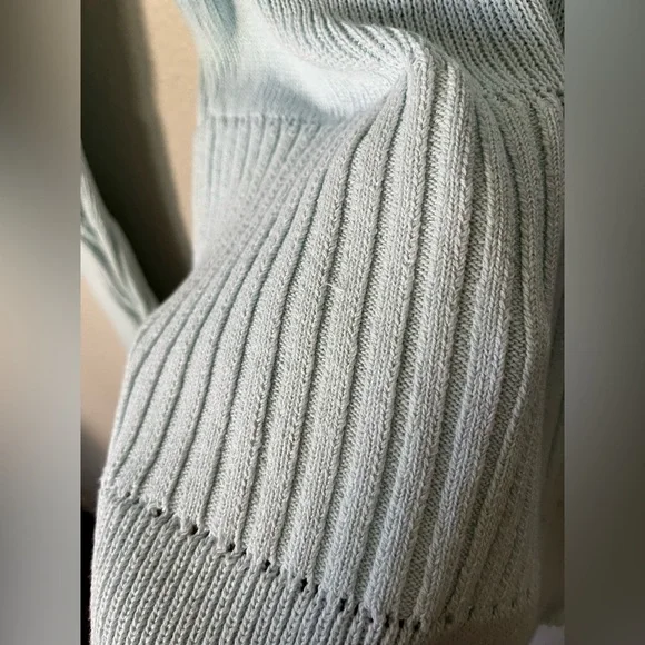 TheOpen Product Blue V Neck Ribbed Sweater Bell Sleeves Women's Size S - Picture 12 of 13